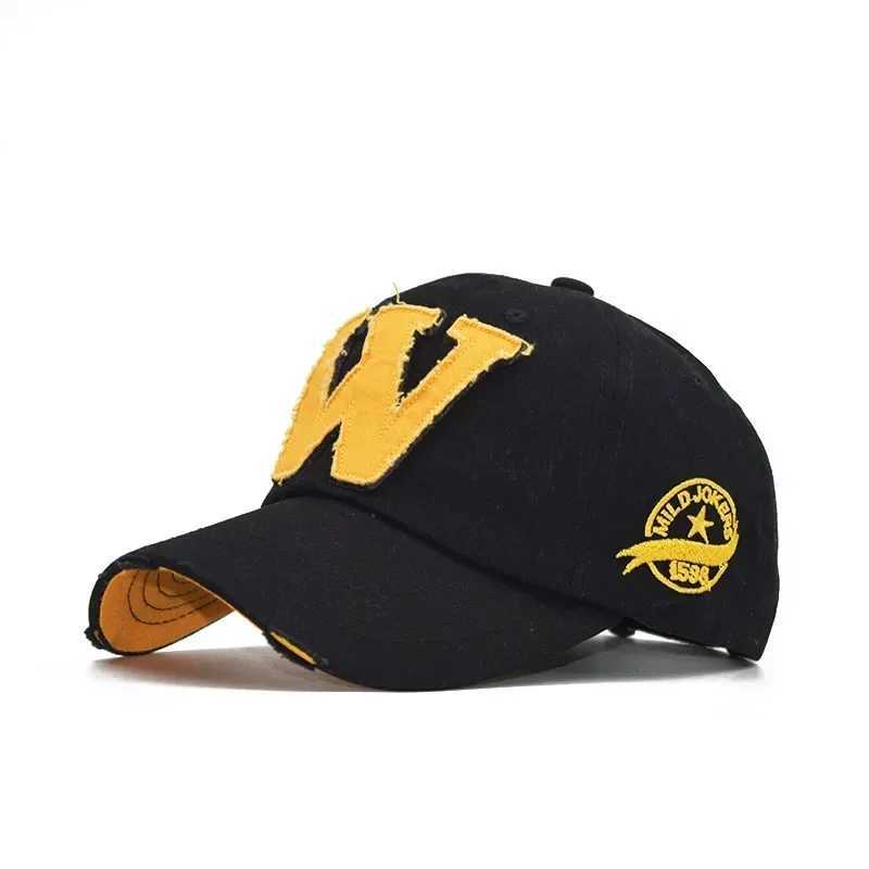 Embroidery Letter W baseball cap snap cap bone box cap Distressed Wearing suitable for mens custom hats W250414