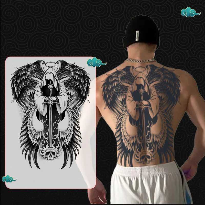 Angel Wings God Tattoo Stickers Real Juice Ink Semi permanent Full Back Tattoo Temporary Duration 2 weeks AdultXJ25414