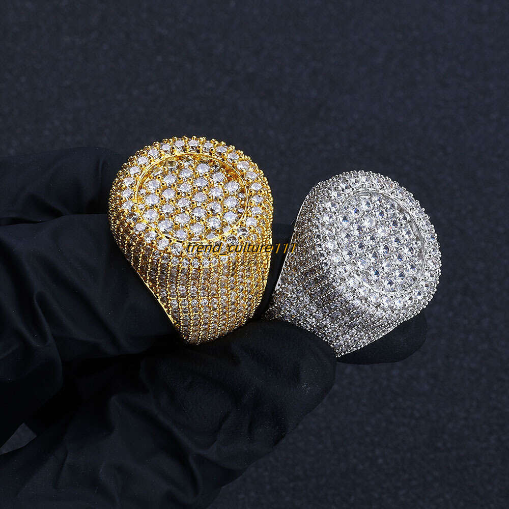 Personalized hip-hop Moissanite round full diamond ring, men's high-end fashion and accessories