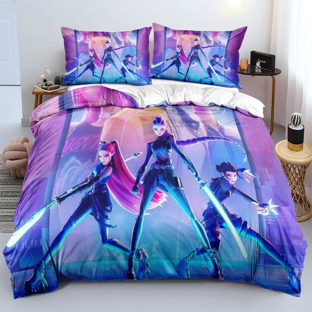 Hip Hop Kpop Demon Hunte Bedding Set Luxury Rumi Mira Zoey Quilt Cover Pillowcase Girls Bedroom Bed Sack Pillowslip 2025 Z251113