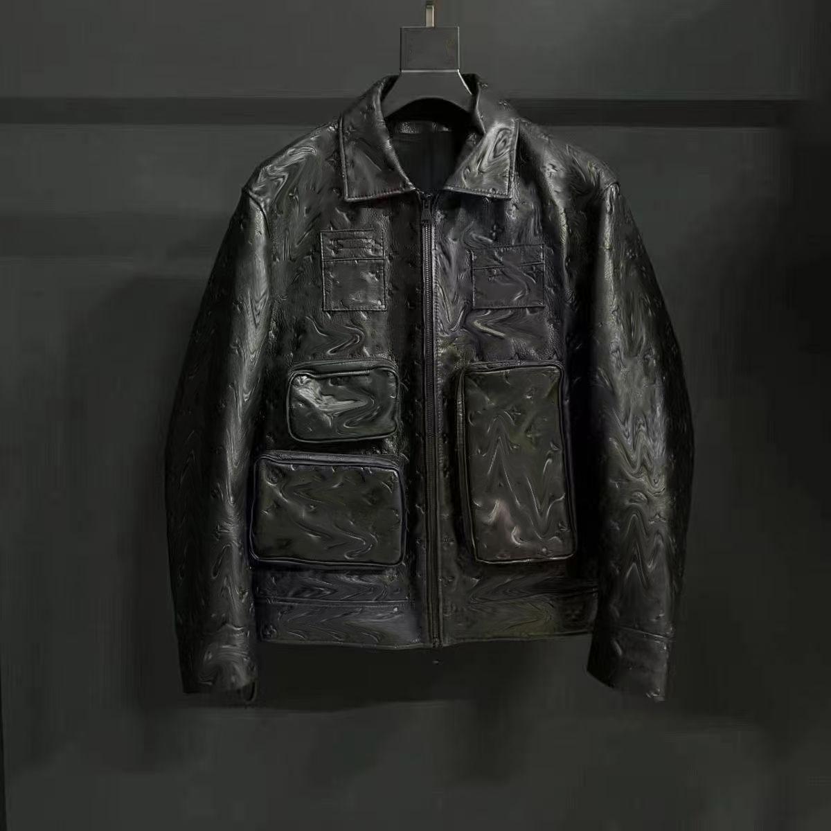 Mens Fur Leather Jackets Coats Pockets Denim Jeans Jacket Shirts Wind Coat Thicks Outwears Man Tops Jackets Zippers Windbreaker Asian S-3XL