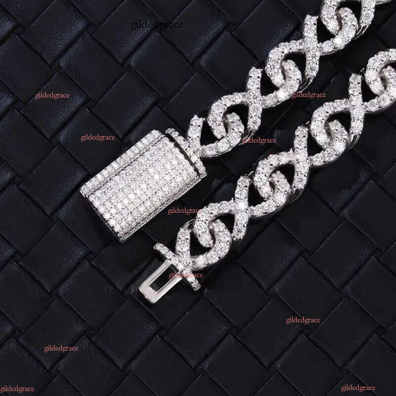 Fashion Design 9mm Width Solid Sier Ice Out Moissanite Cuban k Chain Mans Hip Hop Necklace