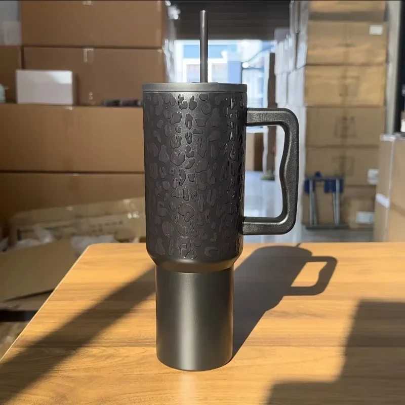 Leopard Print Fashionable Spicy Girl Thermos Cup with Large Capacity and Handle Water Cups Car Portable Thermos Cup Fashion Item C251114