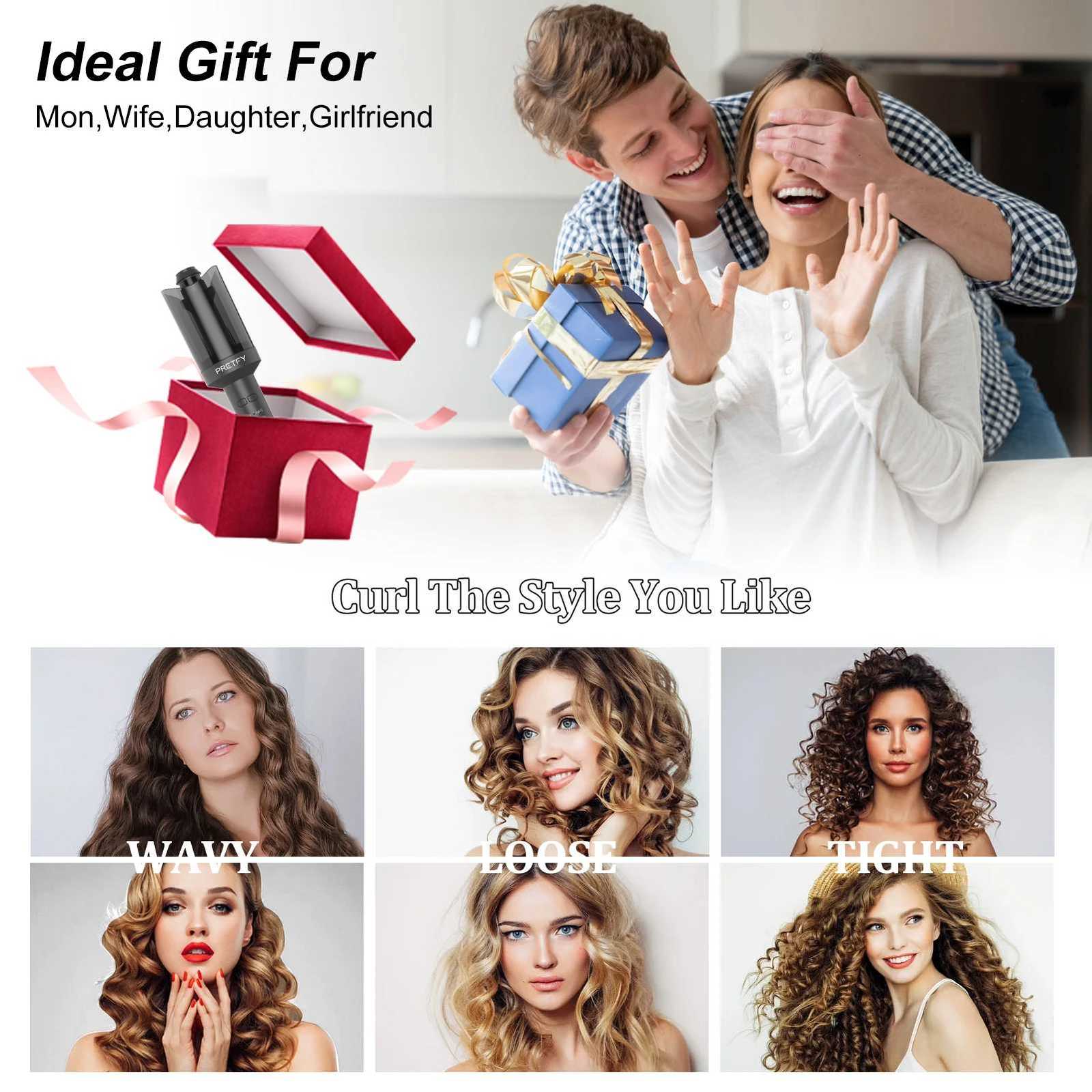 Pretfy Auto Hair Curler Automatic Curling Iron with Rotate Left and Right Hair Curling Wand for Hair StylingT251114