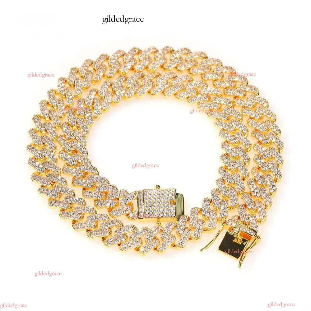 16MM VVS moissanite iced out dia gold color Sterg sier men necklace miami cuban k chain necklaces mens