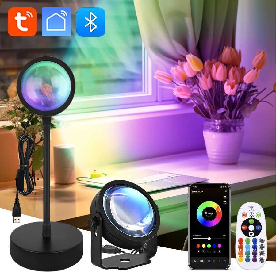 SmartSunset Tuya USB Sunset Projector Light RGB Smart Life APP Remote For Room Photography Background Decor Lighting M251114