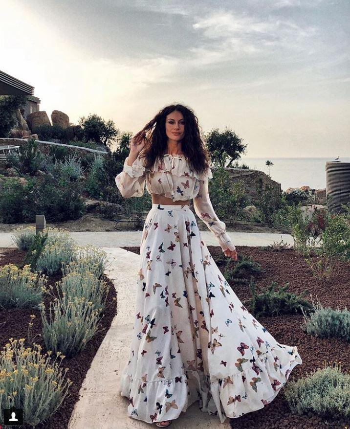 2025 Internet Celebrity Butterfly Print Two-piece Set Bohemian Long Skirt Long Beach Dress