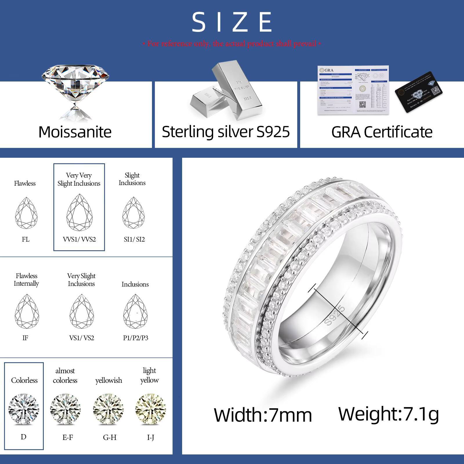 Fashion Girl Gift Moissanite Ring Daily Wear 925 Sterling Silver VVS Moissanite Diamond Sparkling Jewelry Ring