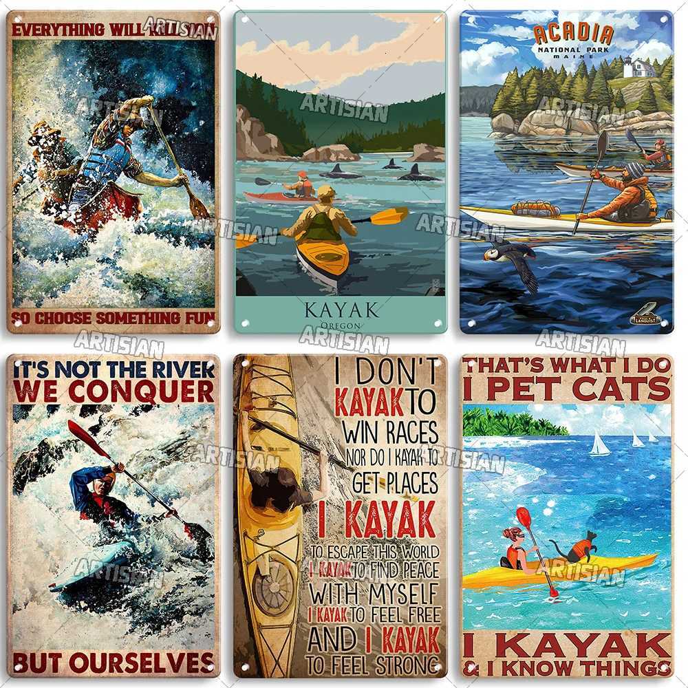 Artisian Kayaking Metal Sign Kayak Tin Poster SPORT Decorative Plate Wall Decor Garage Bar Pub Club Hotel Cafe Kitchen HomeM251114