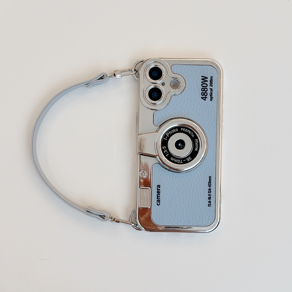 Camera Phone Case Compatible with iPhone 17/16 Pro Max Personalized Solid Color Lanyard Case iPhone 15/14 Pro Shockproof