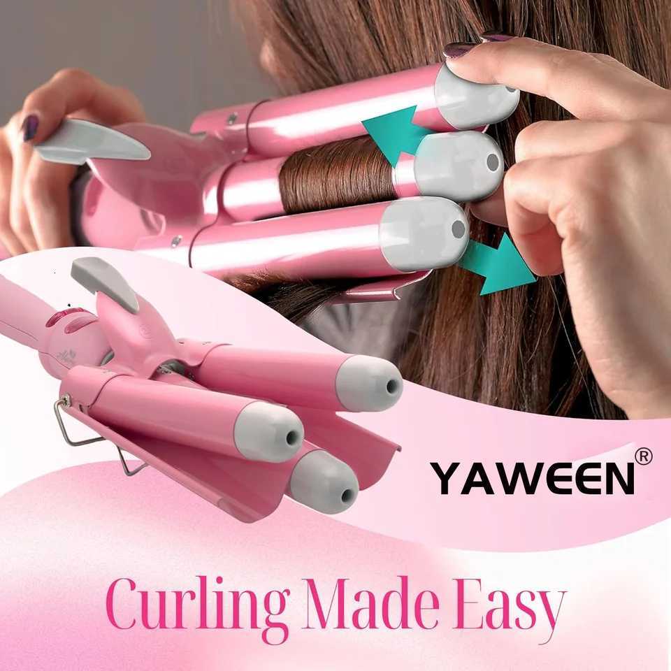 YAWEEN Lcd Curling Iron Professional Ceramic Hair Curler 3 Barrel Hair Curler Irons Hair Wave Fashion Styling ToolsT251114