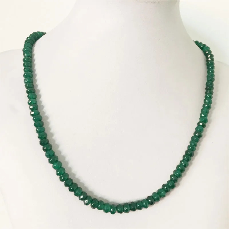 4*6MM Faceted Green Emerald Jade Necklace for Women Natural Stone Bead Choker Collares Abacus Gift Jewelry 250407