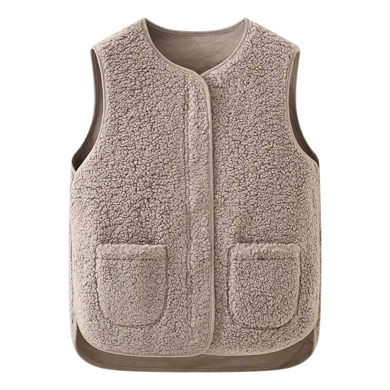 Womens Fleece Vest Fluffy Sleeveless ZipUp Patched Pocket Teddy Sherpa Jacket Winter Bodywarmer Ladies Casual Outfit 251113