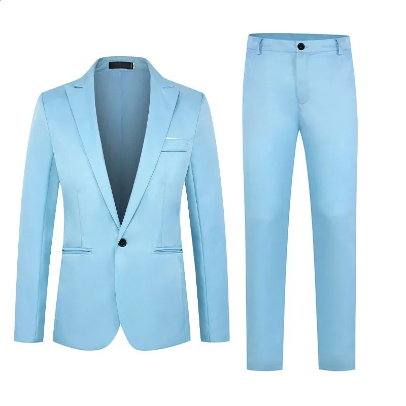 Western-Style Mens Casual Business Suit Solid Color Single Button Husband Man Dinner Gown Small Western-Style Clothes 250409