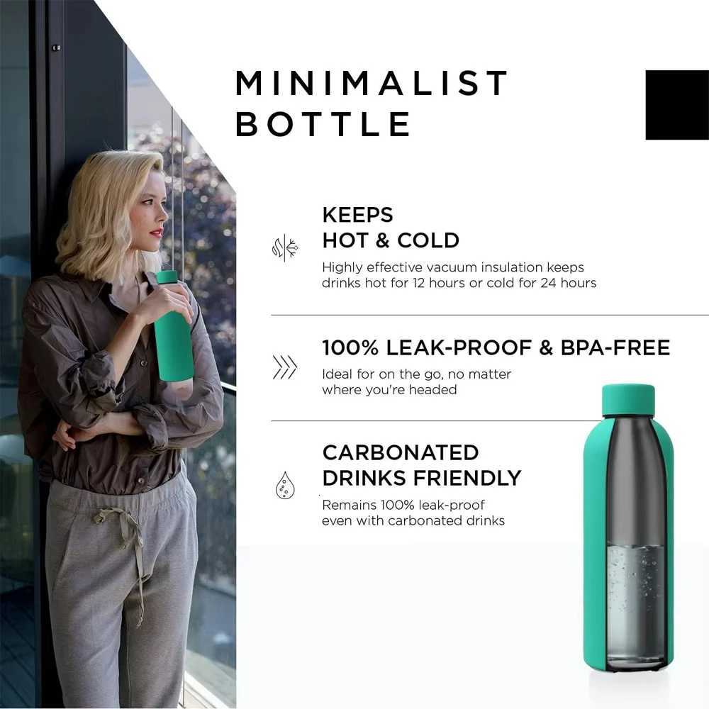 Insulated Water Bottle - Outdoor Stainless Steel Rubber Paint Sports Kettle for Hot Cold Drinks Leakproof Vacuum Flasks C251114