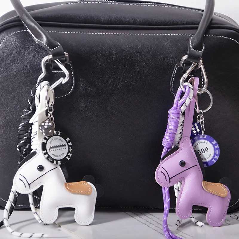 PU Leather Pony Chips Keychain Braided Rope Backpack Pendant For Mobile Phone Bag Hanging Accessories DIY DecorationXJ251114