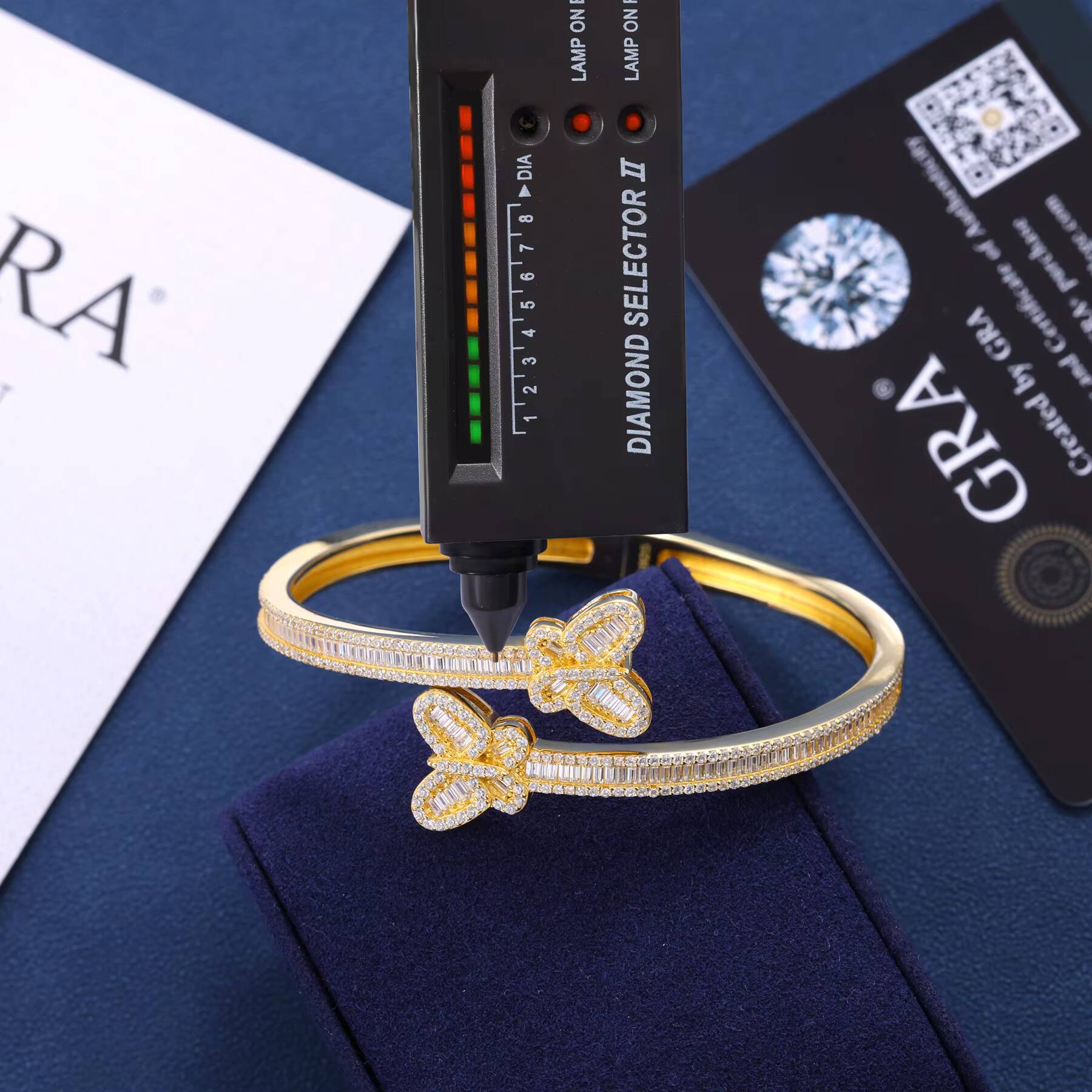 Hip Hop Jewelry Iced Out Butterfly Bangle Bracelet 925 Sterling Silver Baguette VVS D Moissanite Bangle Pass Diamond Tester