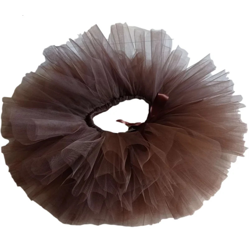 Tutu Skirt Coffee Brown Color Children Girls Costume Tutu Skirt Handmade Fluffy Ballet Dance Christmas Clothing kids 250411