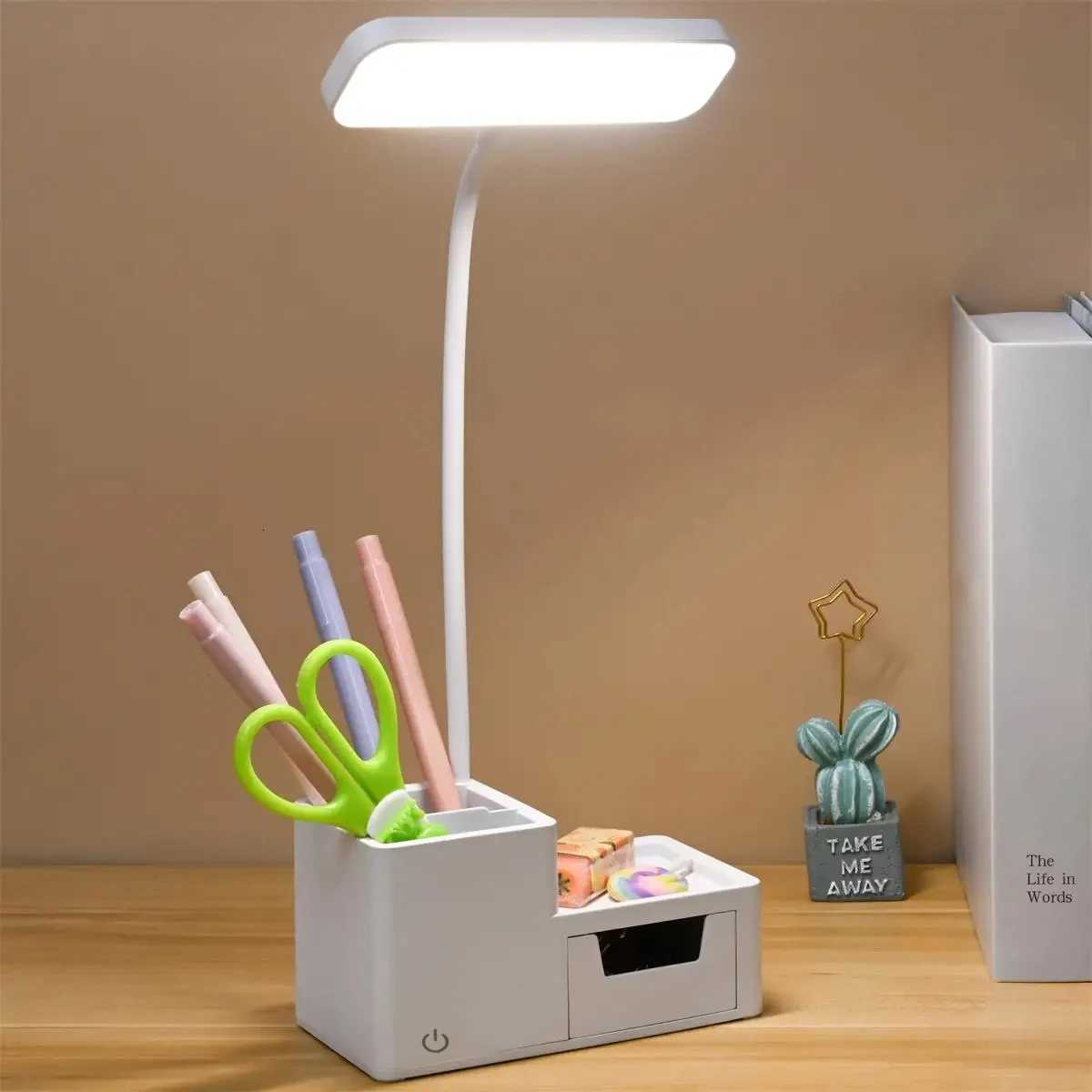 3000XHH Rechargeable Folding LED Touch Dimmable Study USB Reading Light Eye Protection Pen Holder Bedroom Night Light M251114
