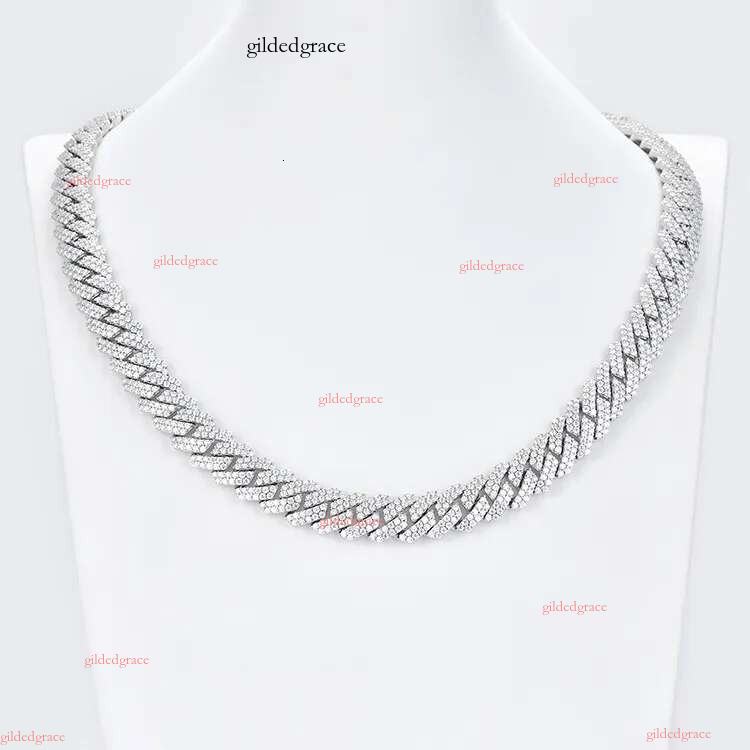 pass test 8-14mm wide GRA moissanite dia gold Sterg Sier cuban k chain for Men Hip Hop necklace men aaa