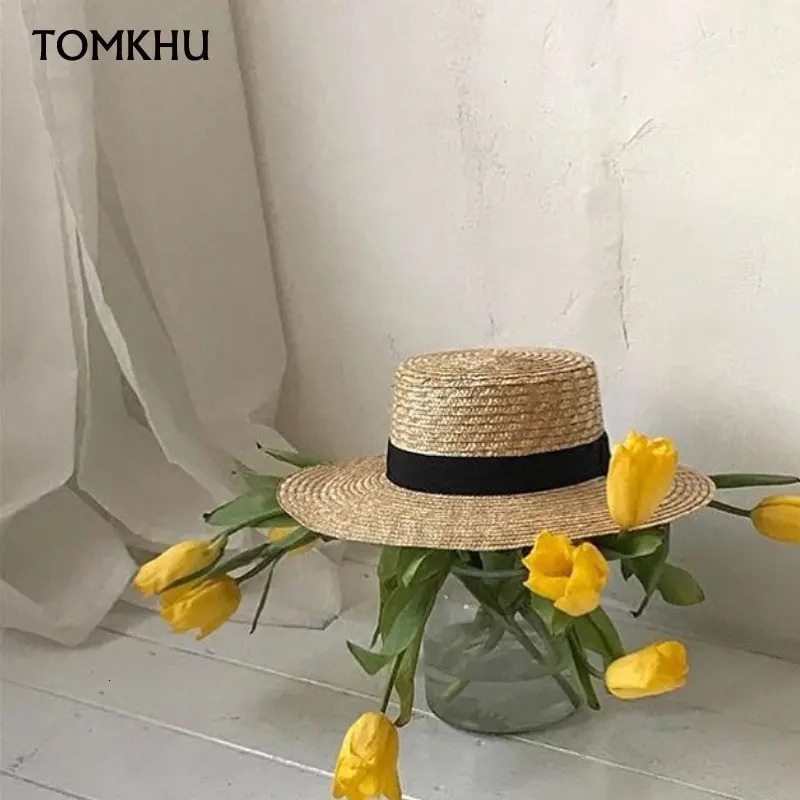 Fashion Summer Women Wide Brim Natural Straw Hat Chapeau Female Sun Hats Boater Black Panama Beach Hat Sombrero Mujer Fedora Cap 250408