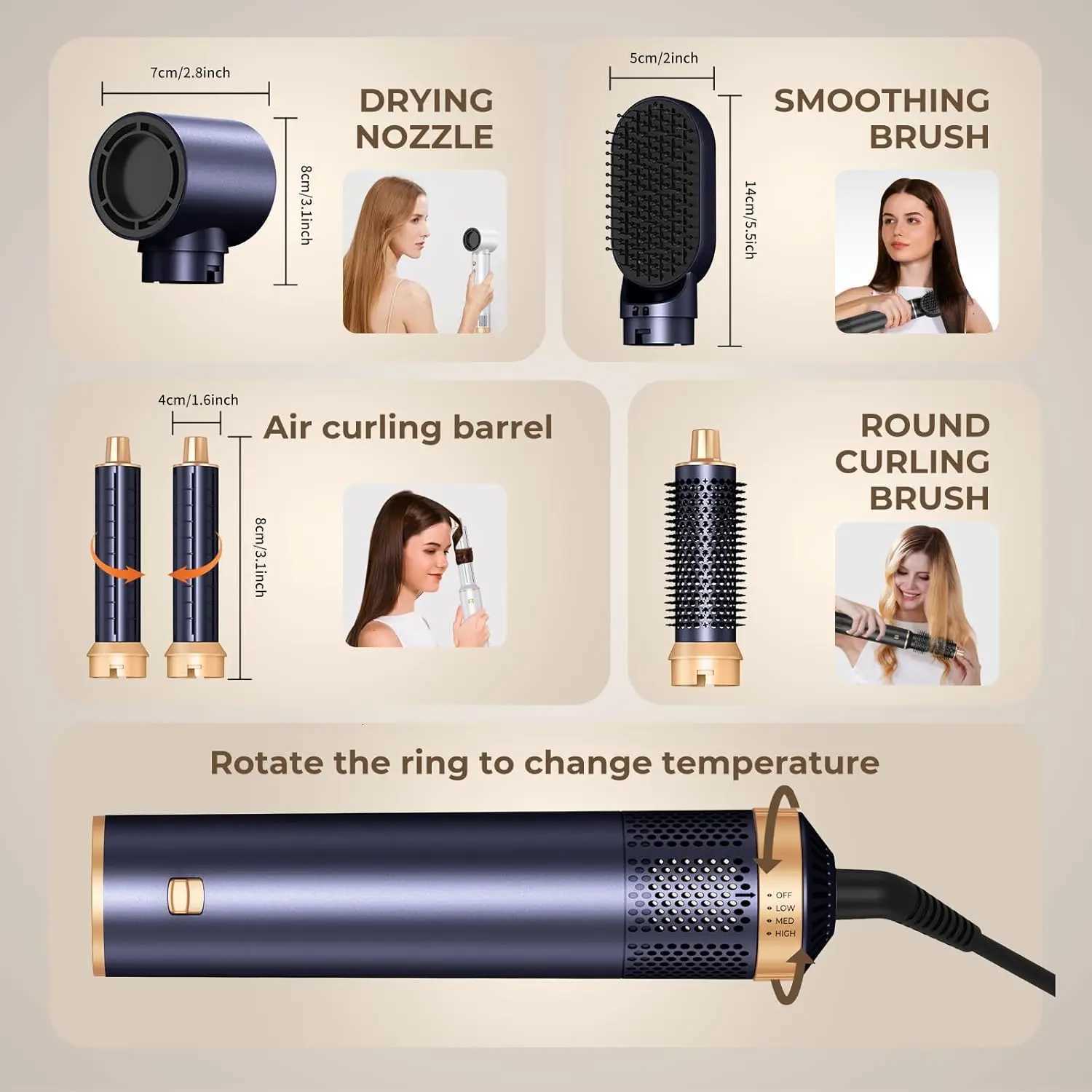 5 in 1 Hair Dryer Brush Negative Ion Air Styler Wrap Hair Styler Upgrade Blow Dryer Brush Air Curler for Hair Blowout Brush X251114