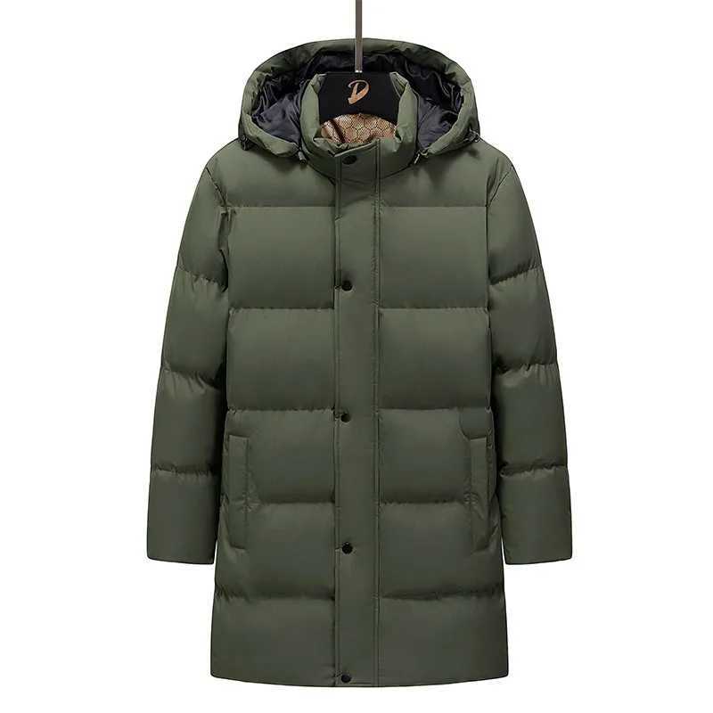MenS Heavyweight Winter Coat Windproof Cold Weather Jacket with Full-Length 2028 Hooded Long Formality Large Front PocketsT251114