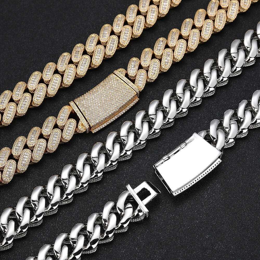 18mm Mixed Inlay Diamond Cuban Necklace Hip Hop Long Clasp Big And Heavy Iced Cuban Chain For Men Rapper Jewelry
