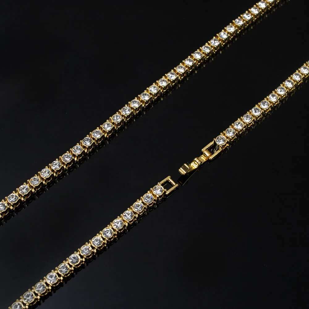 New 4MM Iced Out Tennis Bracelet Necklace Men Tennis Chain Fashion Hip-Hop Jewelry Women 8/16/18/20/24/30inch Choker Chain Gift