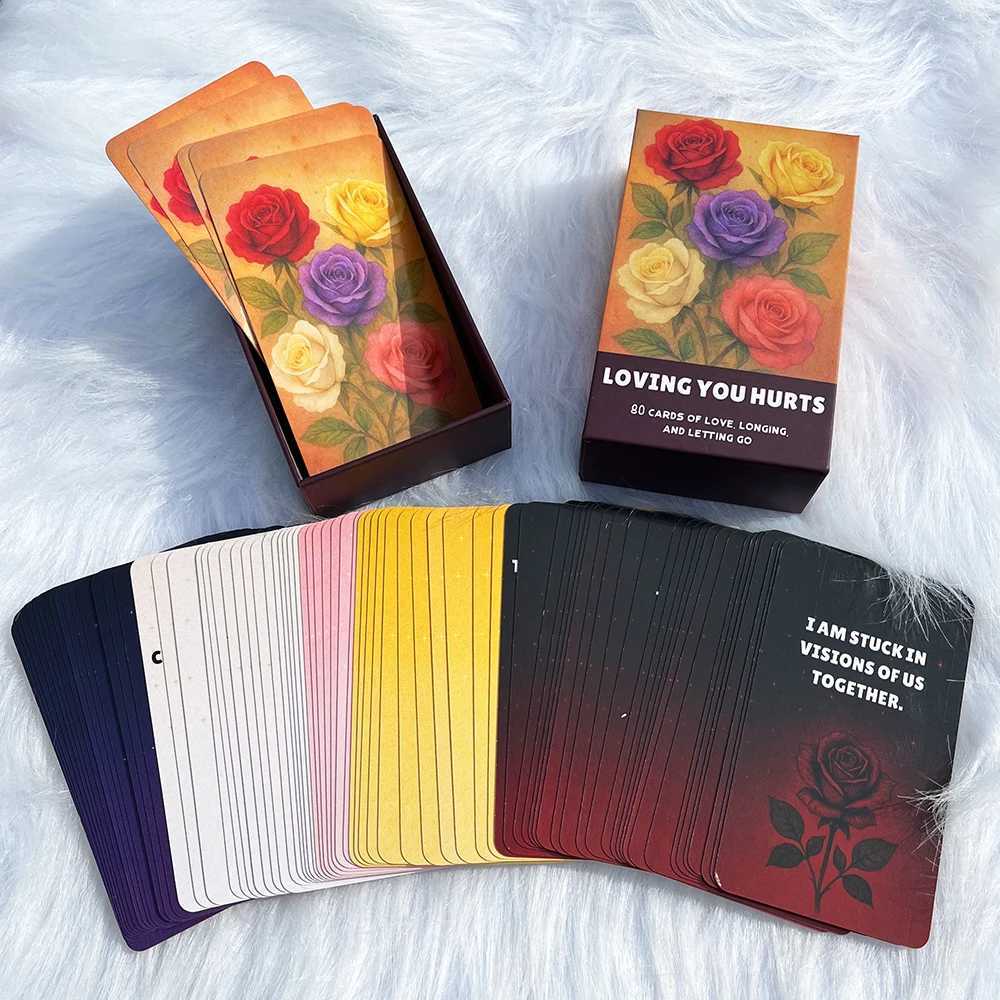 Loving You Hurts Oracle Cards 80 Cards of Love A Set of Cards in Five Colors Flower Oracle Deck Emotion Tarot Cards C251114