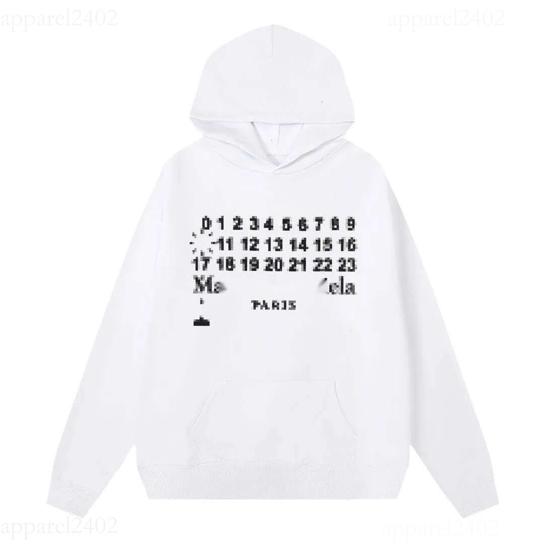 Maison Margeila Hoodie Designers Fashion Luxury Hoodie Casual Mens Women Arabic Number Maison Hoodie Fashion Trend White Black Printed Graphic Pullover 7b5