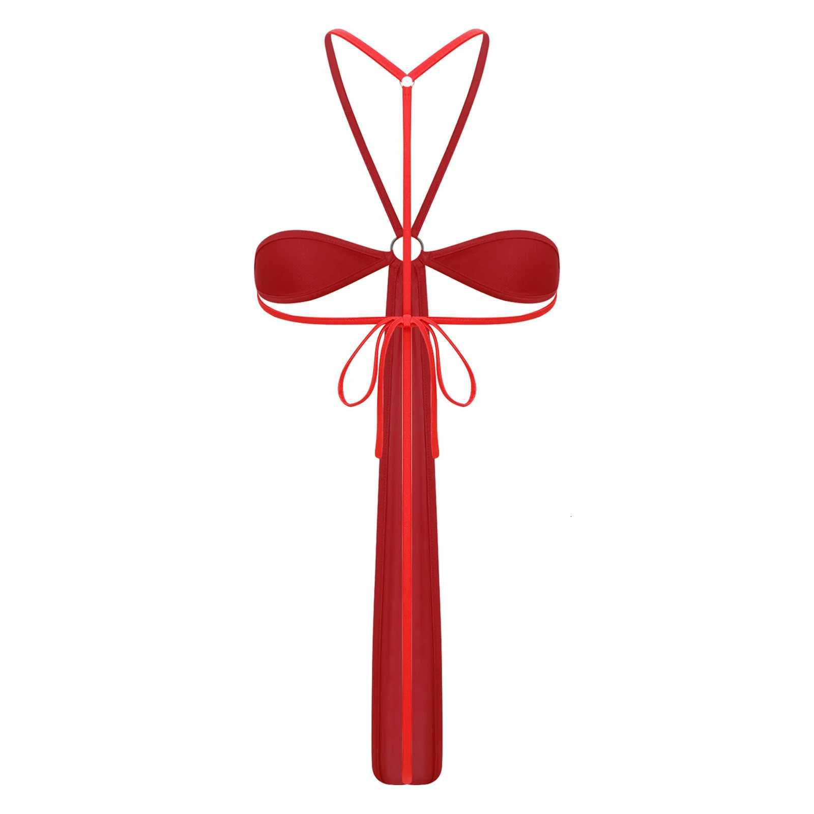 Womens Brazilian Bikini Swimsuit Micro Slingshot One Piece Swimwear Halter Micro Bra O-ring T-back Sheer Mesh Bodysuit UnderwearW251113