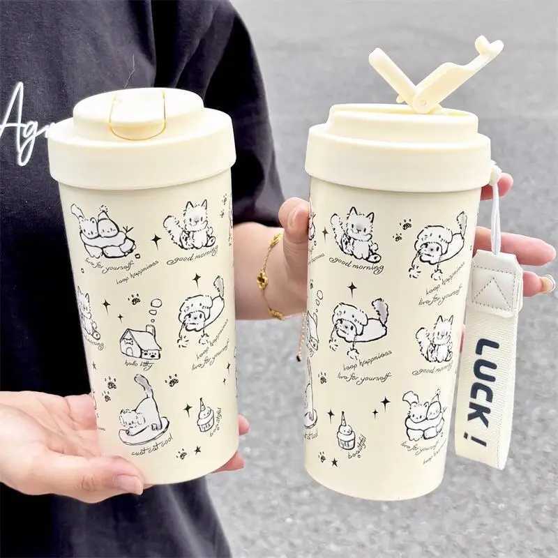 Original Snowman Cat Stainless Steel Vacuum Insulated Water Cup With Straw Lid Cute Thermos Bottles for Christmas Car Coffee Cup C251114