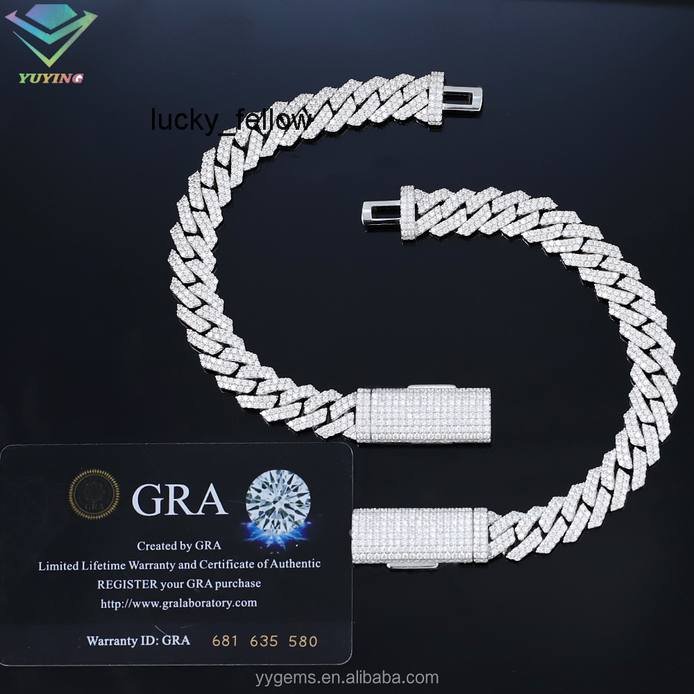 Lowest Price 8mm-15mm Wide 2rows Diamond S925 Silver Gold Plated Iced Out Moissanite Bracelet for Hip Hop Mens