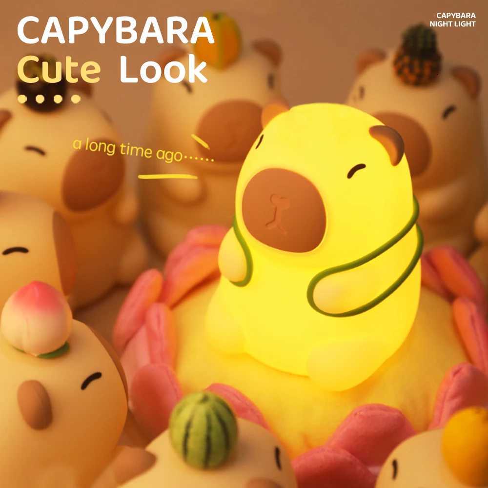 Capybara Cute Night Light Silicone Lamp 7 Colors Dimming Nursery Bedroom light for Kids USB Rechargeable Touch Lamp Decor Gift M251114