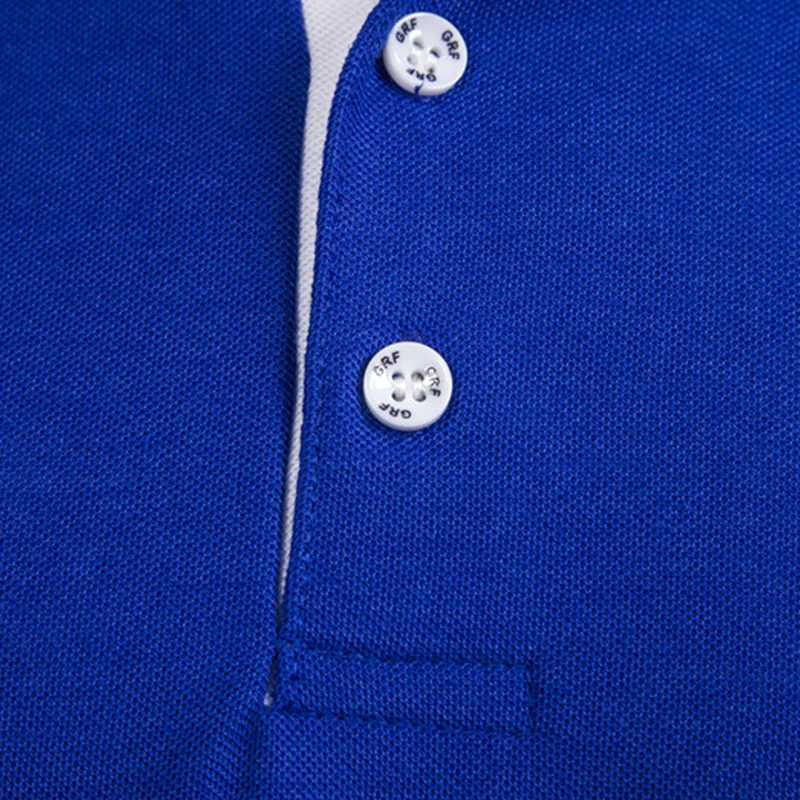 Mens fashion boutique cotton casual stand up collar long sleeved polo shirt mens solid color V-neck polo shirt W250414