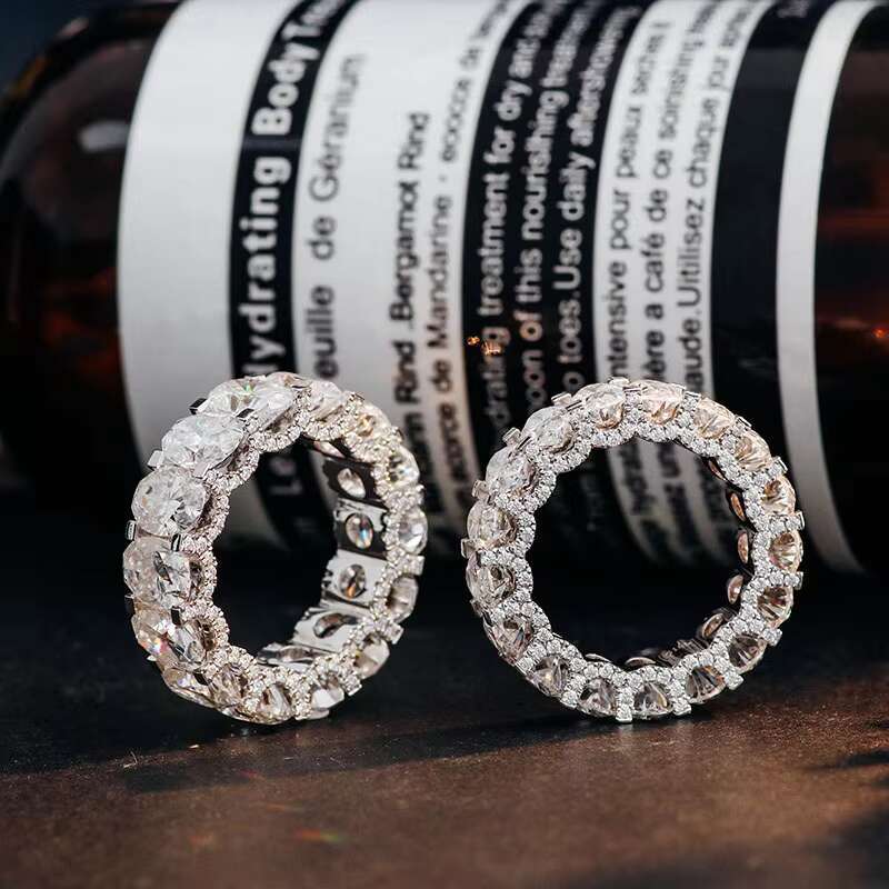 Fashion Jewelry Moissanite Eternity Ring Sparking Ice Wedding Rings for Couples Set and Engagement Diamond White Gold DEF VVS