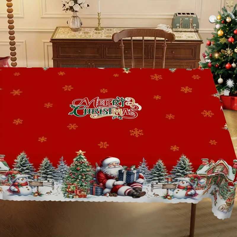 Christmas 1pc Custom Christmas New Year Tablecloths Santa Claus Snowman Christmas Tree Pattern Tablecloths Christmas Party Tablecloths Y251113