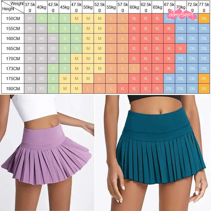 Safe Tennis Skirts XS-XXL Gym Golf Running Pleated Pantskirt SEXY Women Sports Fiess Shorts Pocket High Waist Skort Lulu skirt ddmySept