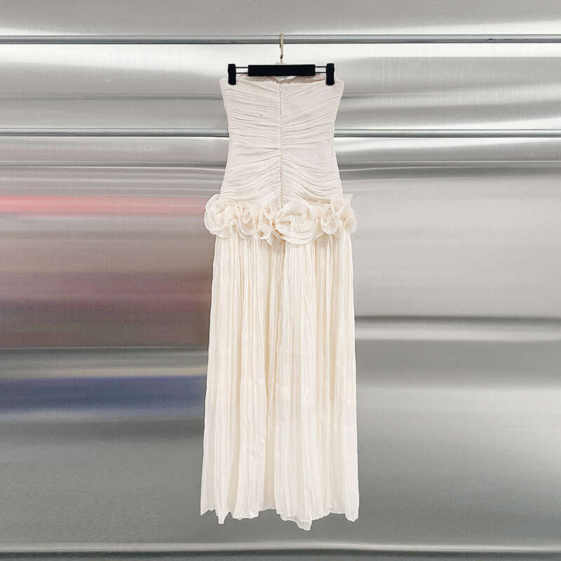 Designer Charming Mingyuan Strapless Long Dress with Flattering Patchwork and Ruffle Details