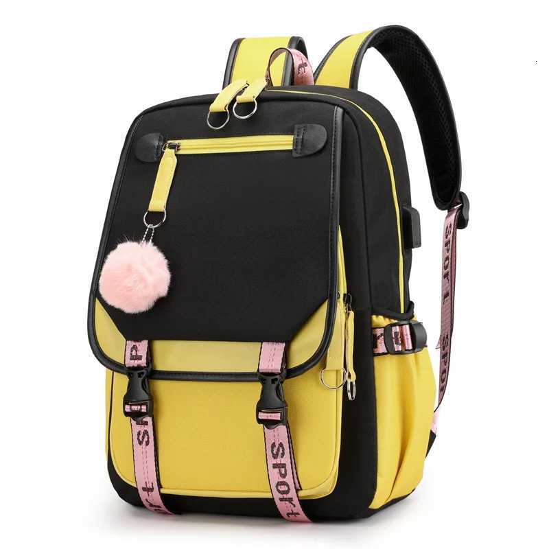 School Backpacks for Young Boys Girls Bagpack College Students Kawaii School Bag Harajuku Fashion Travel Rucksack Black Pink BagW251113