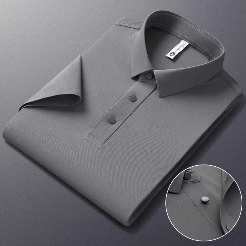Brown Brand Business Casual Polo Shirt for Men 2025 Summer Solid Color Short Sleeve Mens Polo Fashion Collar Mens T-shirt Top W250414