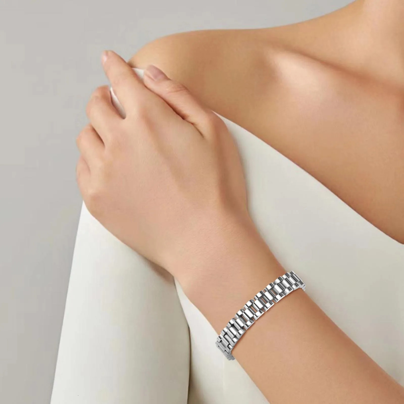 Vnox Stainless Steel Classic Watchband Bracelet For Women MenWatch Straps Width Link Chain BangleUnisex Hand Jewelry 251113 - view 4