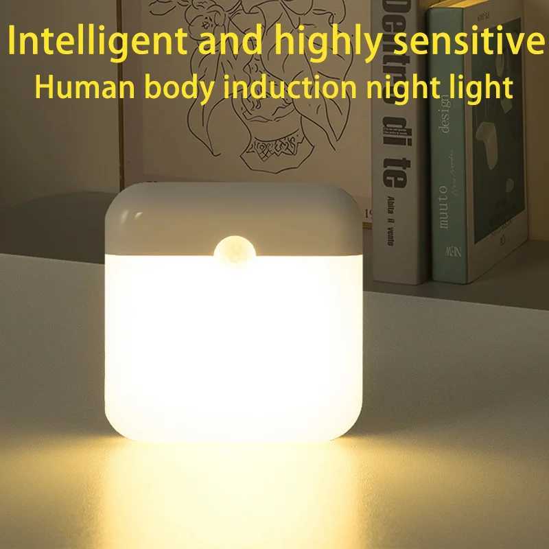 Motion Sensor Light Led Usb TYPE-C Charging Square Lamp for Bedroom Kitchen Stair Hallway Wardrobe Cupboard Lighting Night Light M251114