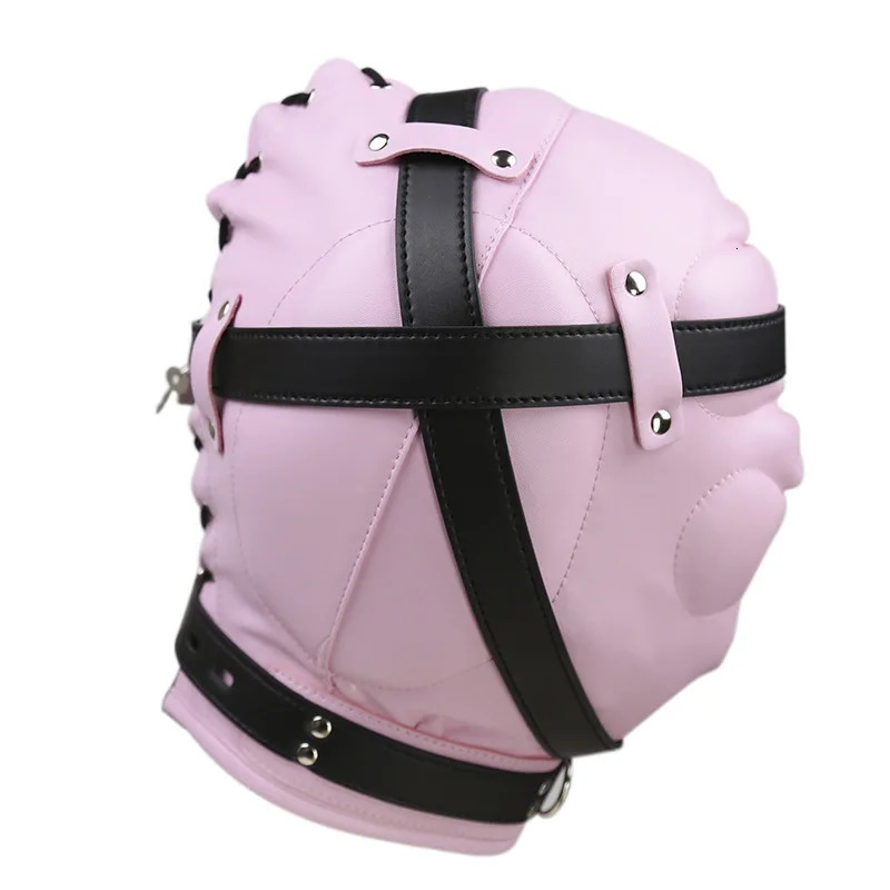 Exotic Adult Cosplay Games Hood Fetish Full Head Bondage Mask Hood for Men Women Halloween Party Role Play Leather Costume Black 250410