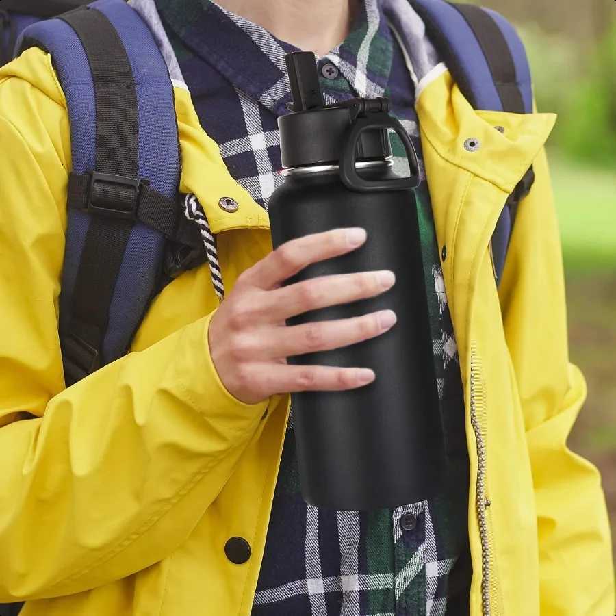 32 oz Insulated Water Bottles Bulk 4 Pack with Straw Lid Spout LidStainl Steel Sports Water Bottle Double Wall Vacuum Cups Leak C251114