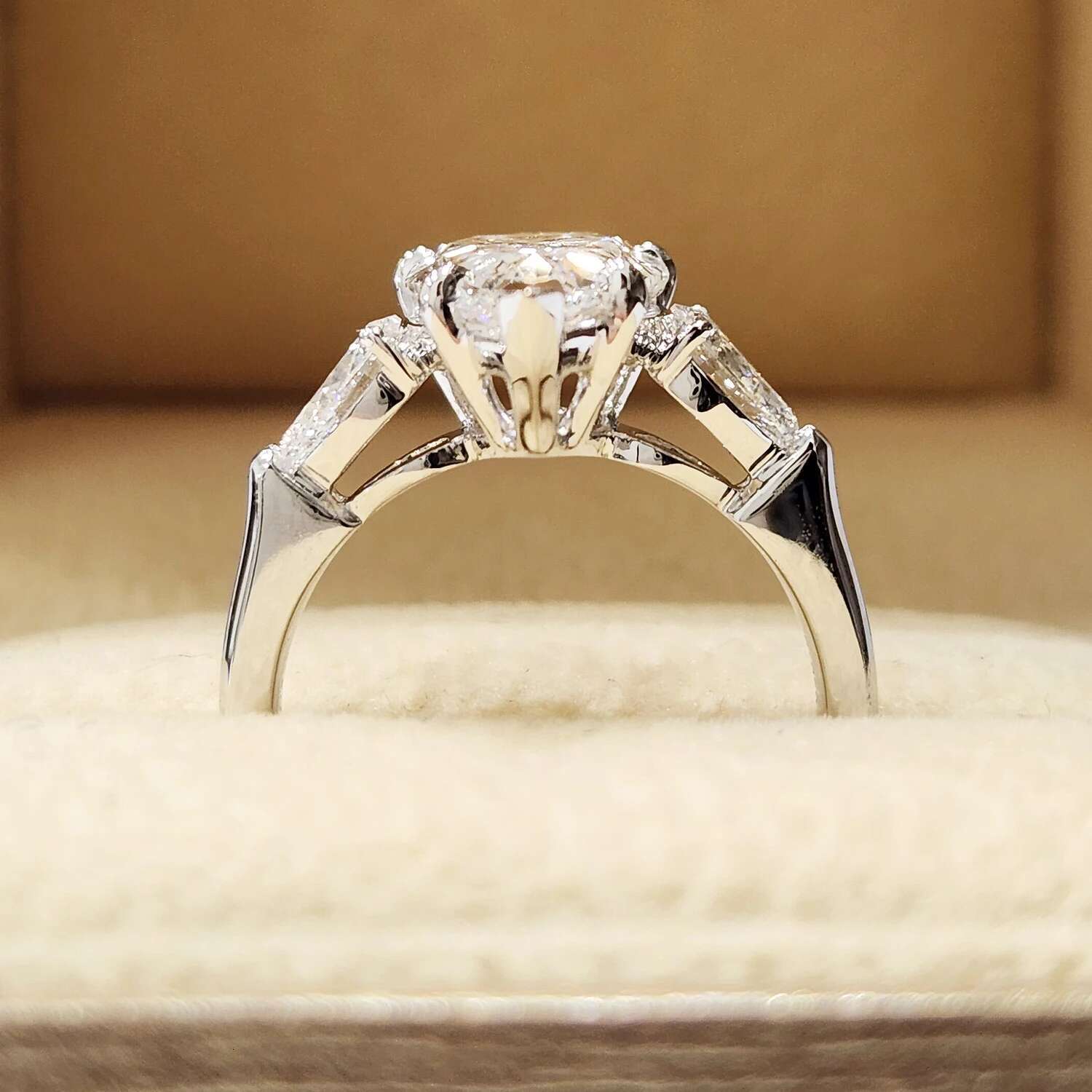 Custom Real Platinum PT950 Rings Women Engagement Anniversary Wedding Rings Pear Water Drop Moissanite Diamond Rings Trendy