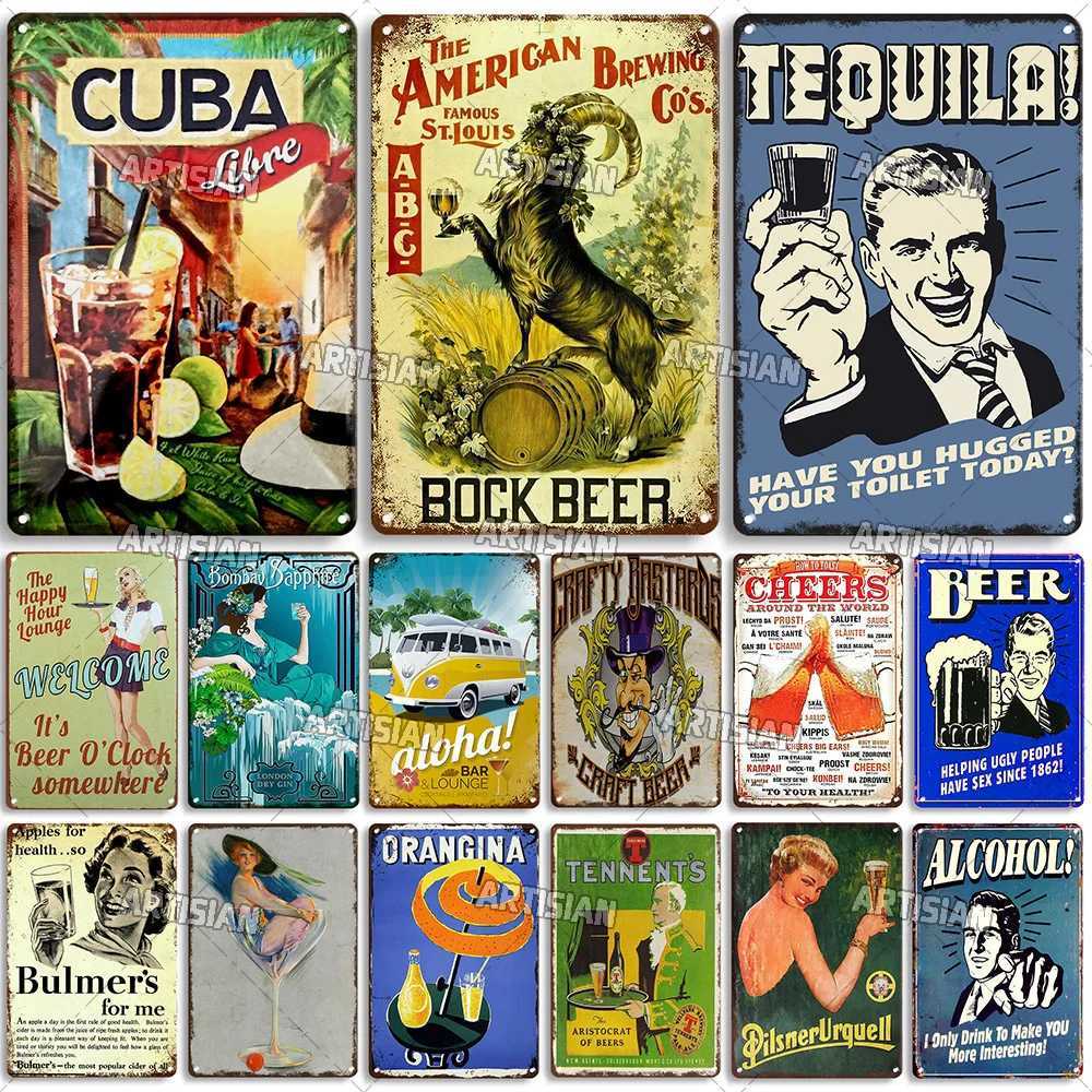Rusty Metal Tin Sign Beer Metal Plaque Decorative Plate Aged Bar Home Metal Signs Tequila Metal Plate Funny Industrial DecorM251114