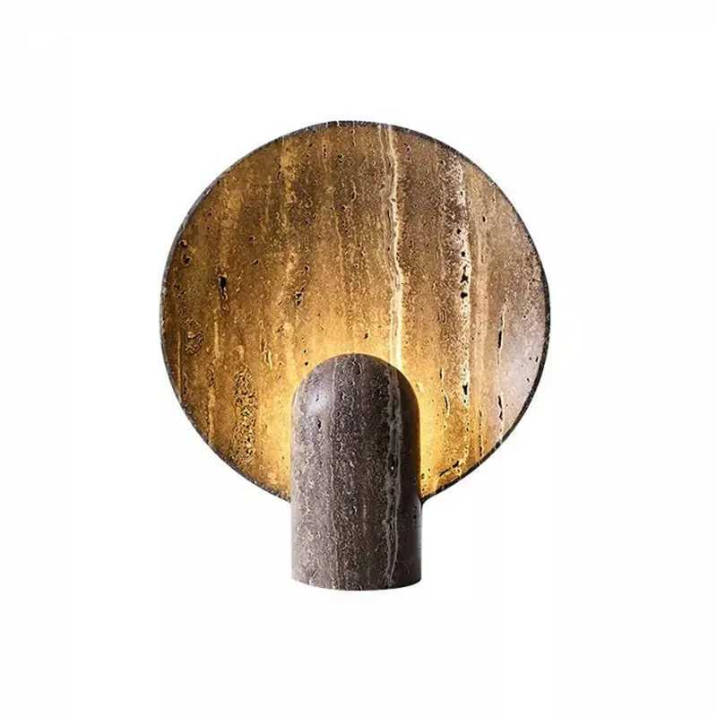 ins living room brown luxury dark travertine rock minimalist Nordic bedroom home decor LED modern resin table lamp M251114
