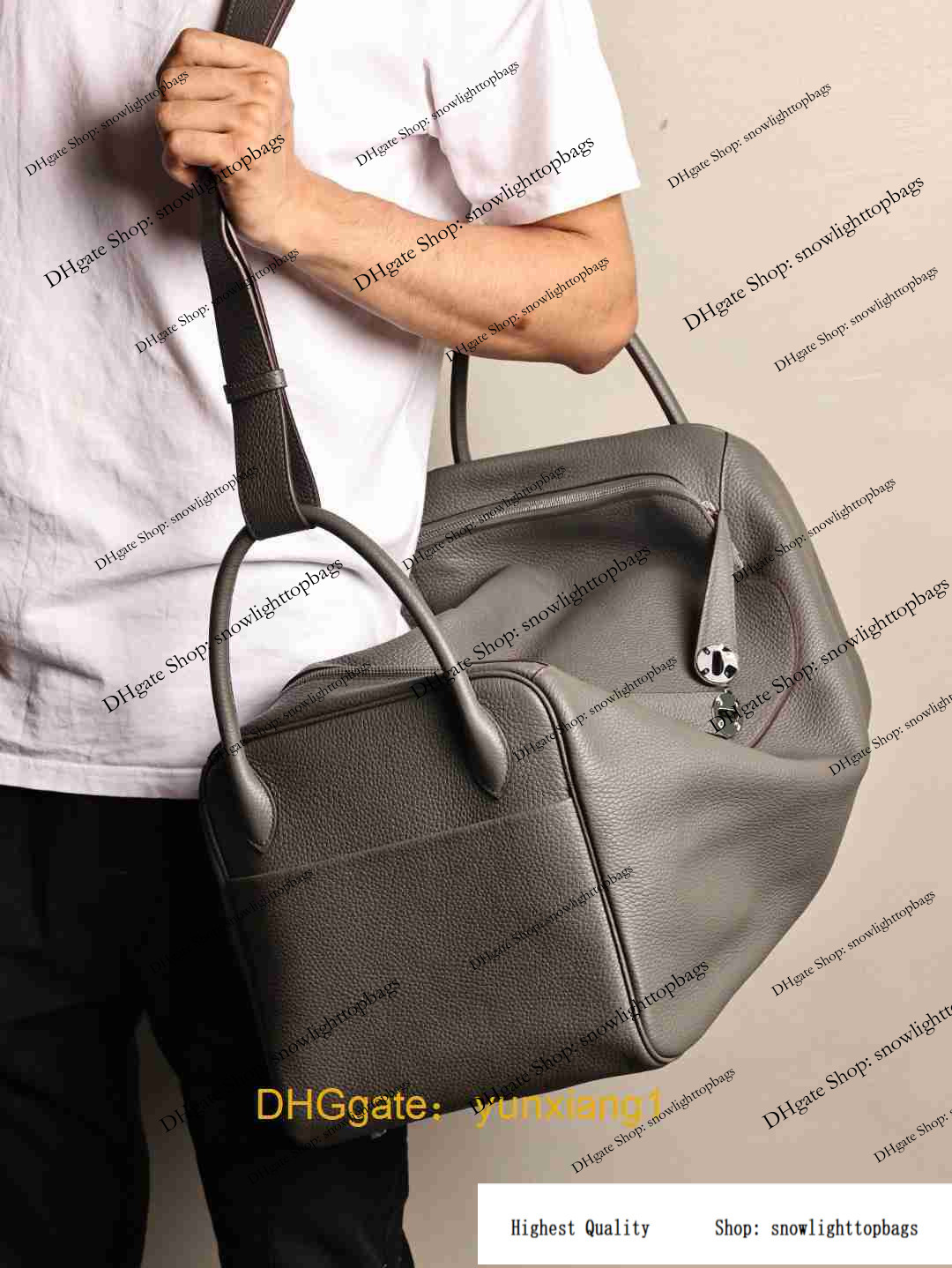 Designer Bag Fashionable Men's Casual Fitness Bag Tin Gray Leather Travel Bag